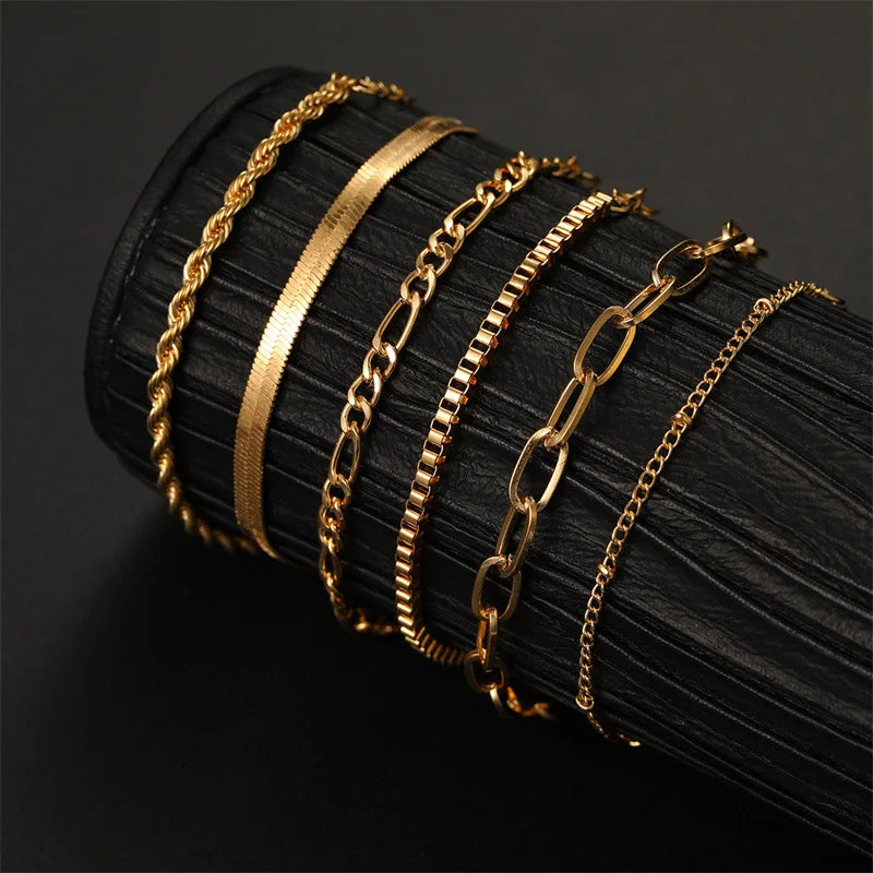 LATS 6Pcs Gold Color Bracelet