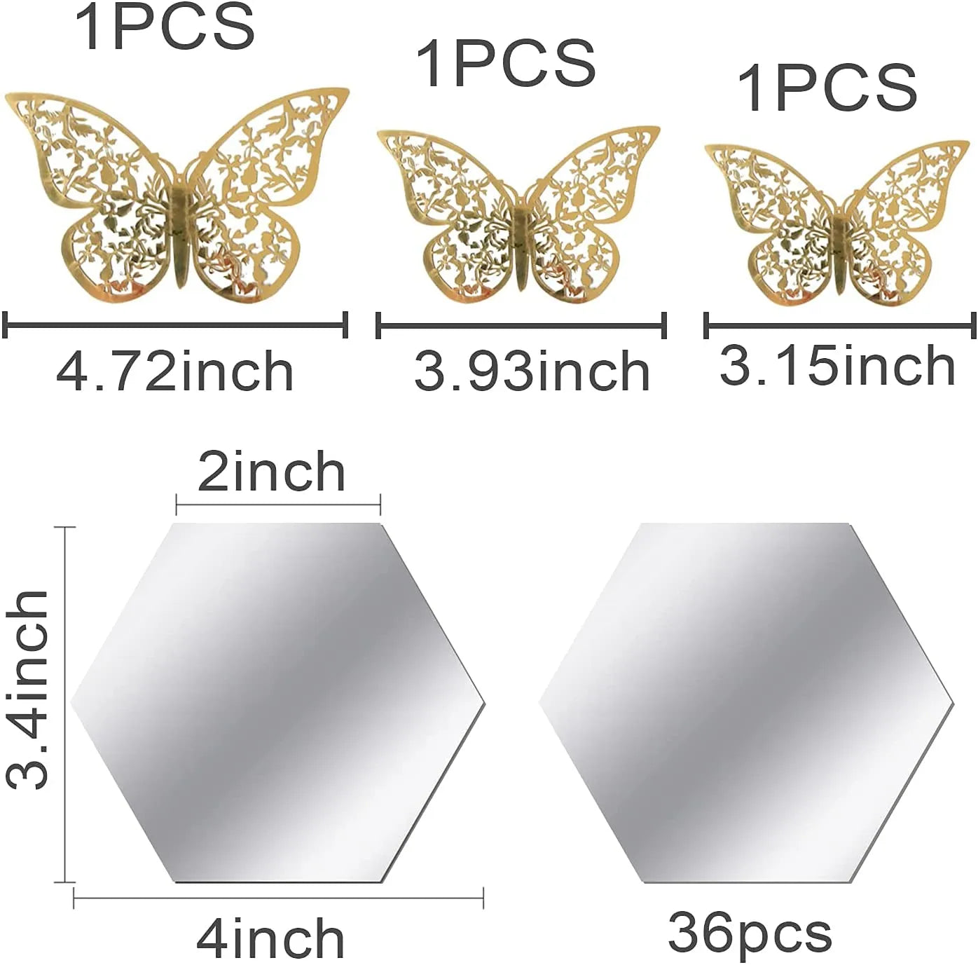 3D Butterfly Golden Wall Sticker