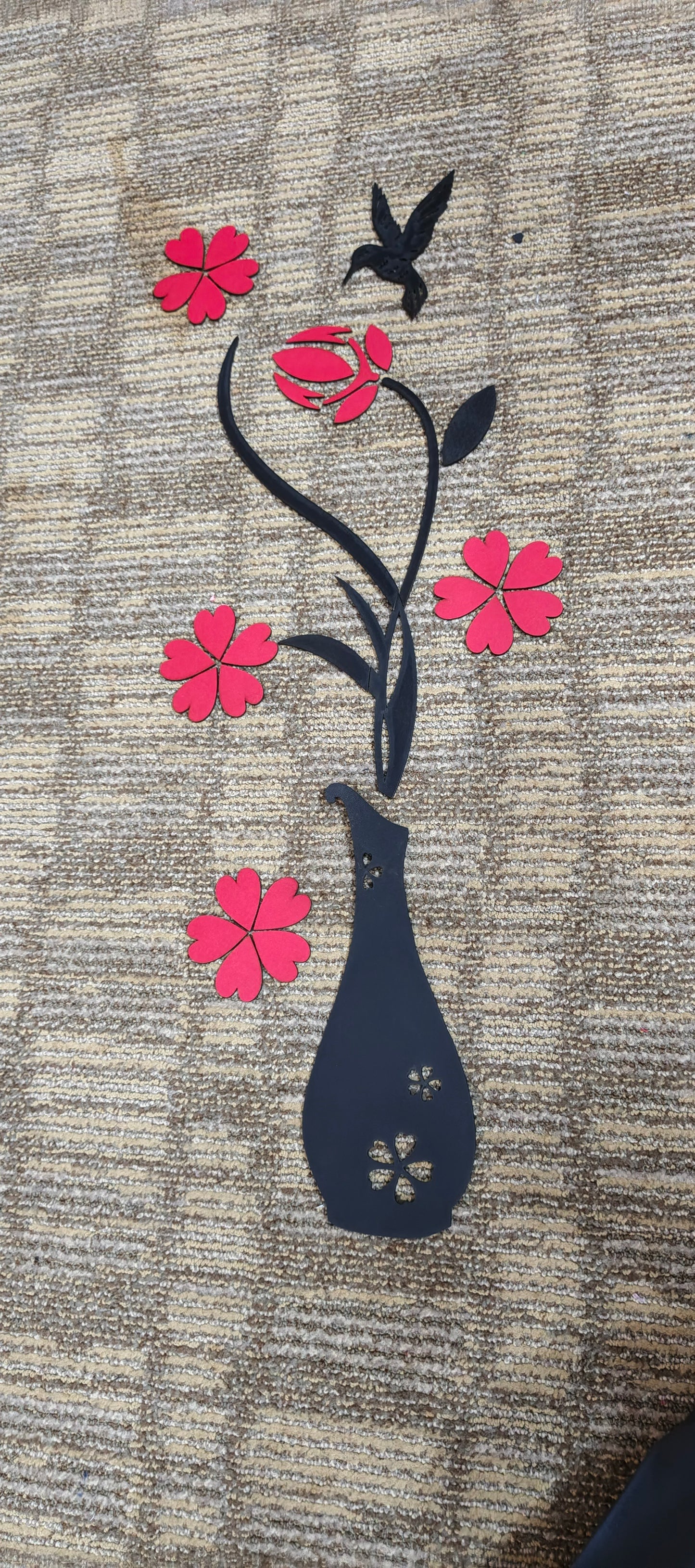 Red and Black Butterfly Vase Wall