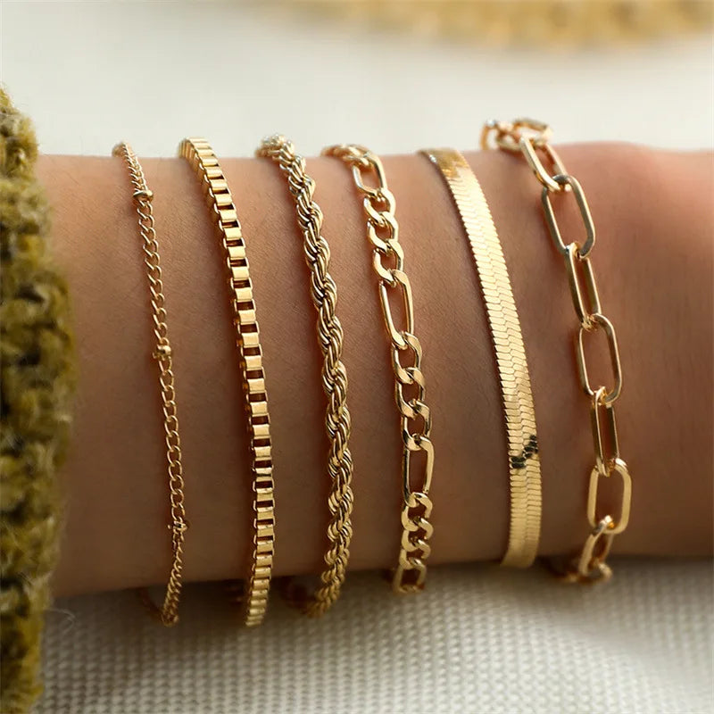 LATS 6Pcs Gold Color Bracelet