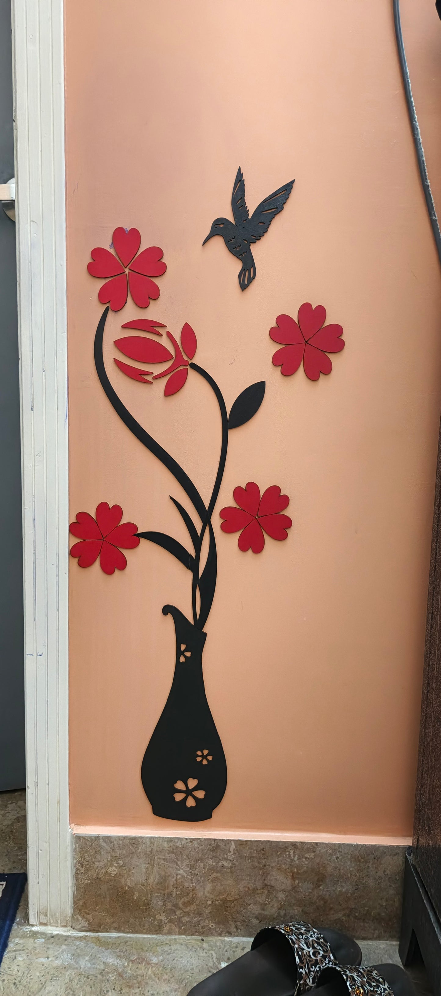 Red and Black Butterfly Vase Wall