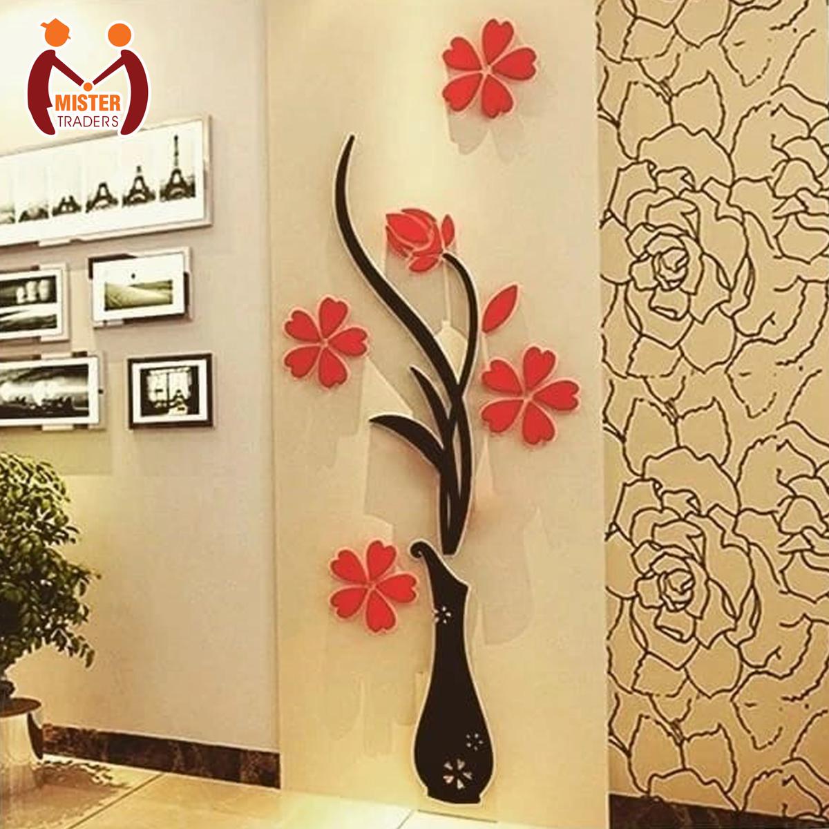 Red and Black Butterfly Vase Wall