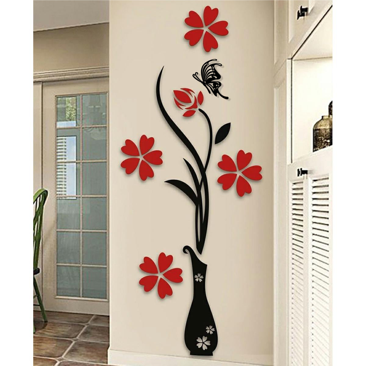 Red and Black Butterfly Vase Wall
