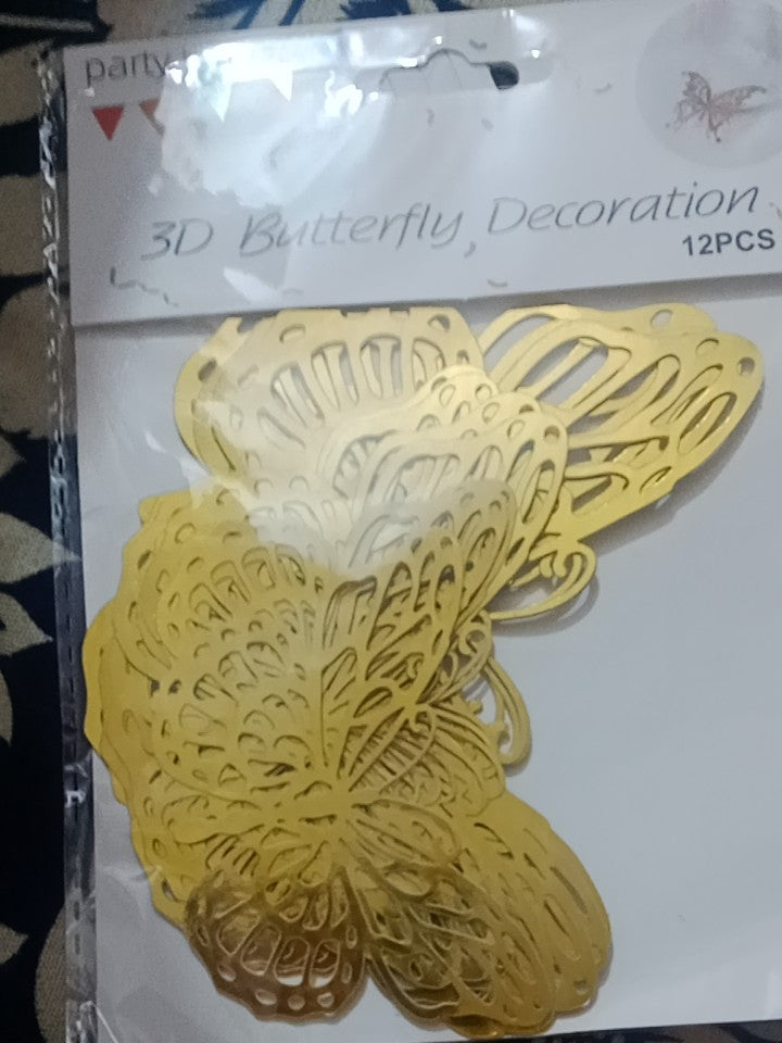 3D Butterfly Golden Wall